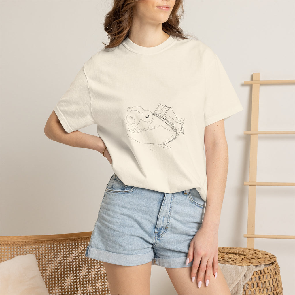 Graphic T-Shirt — Minimal Line Fish Illustration Tee