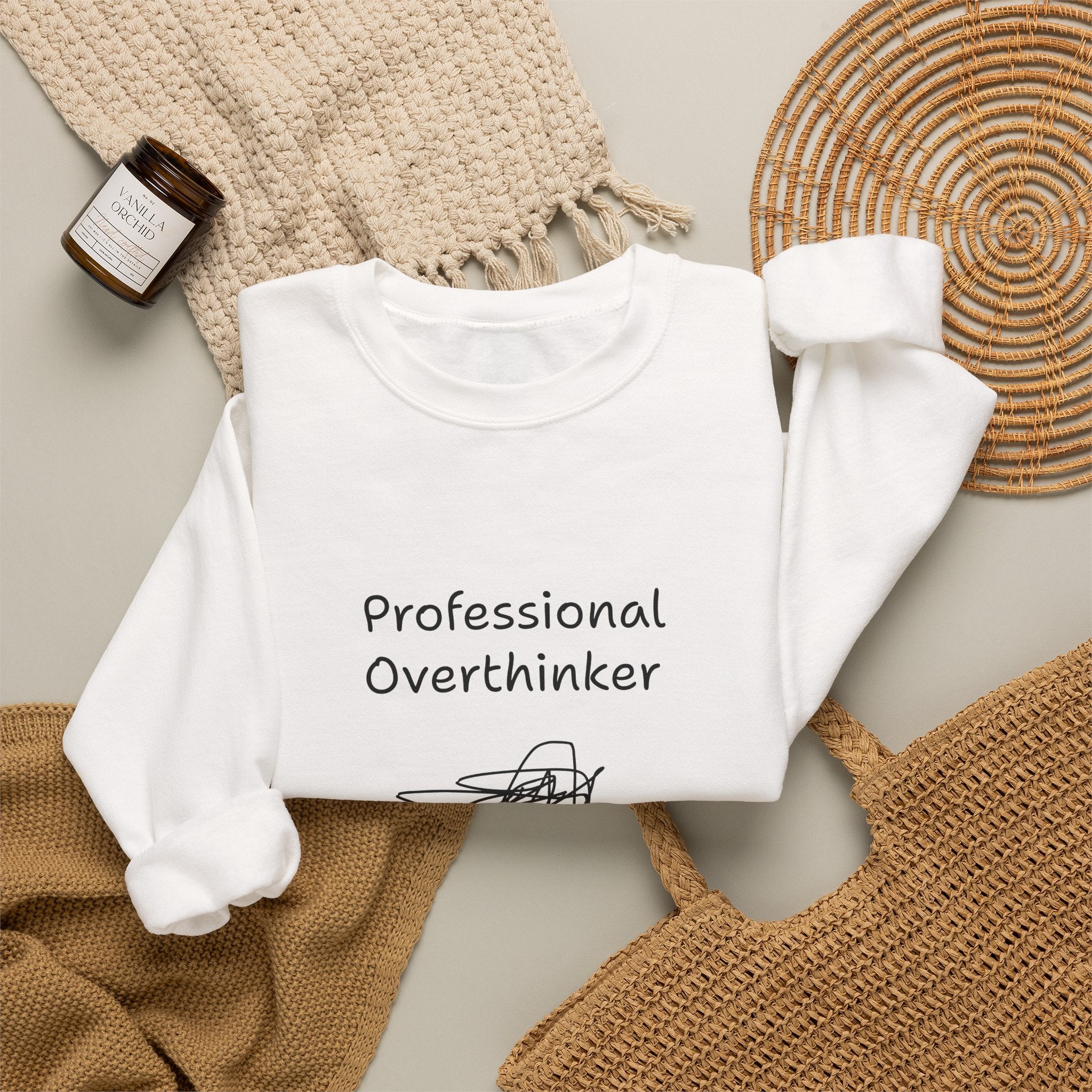 Sweatshirt — "Professional Overthinker" Minimal Graphic Crewneck