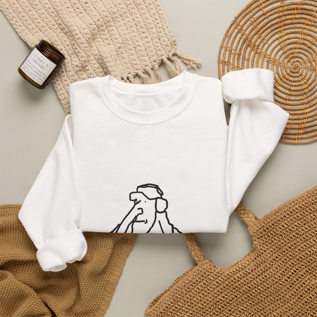 Minimal Line Art Elephant Crewneck Sweatshirt