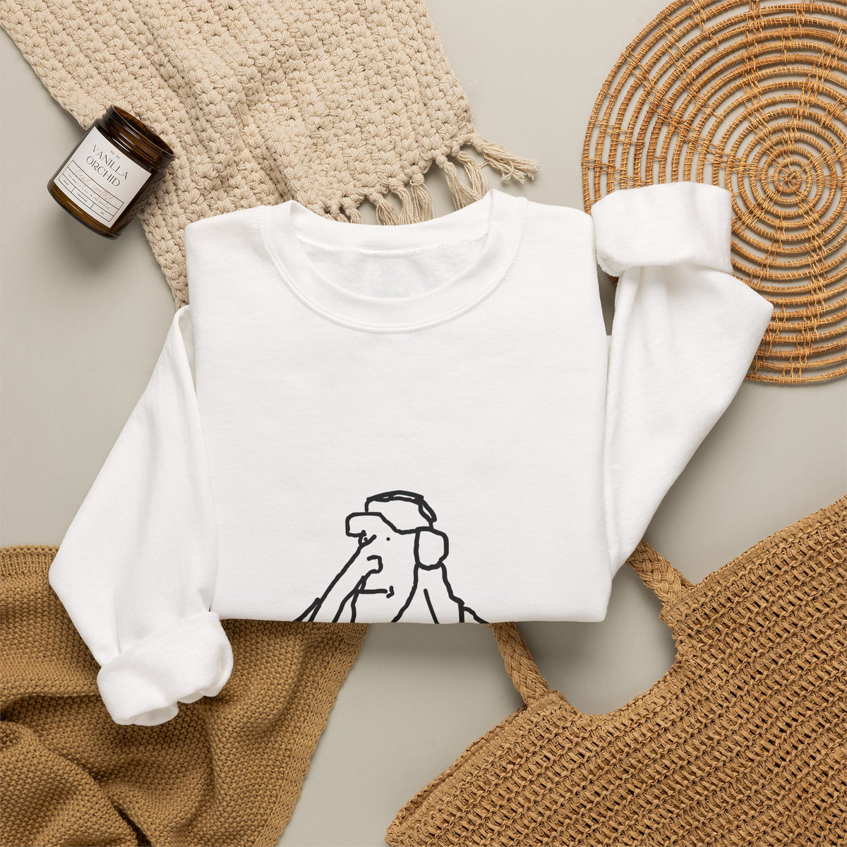 Minimal Line Art Elephant Crewneck Sweatshirt