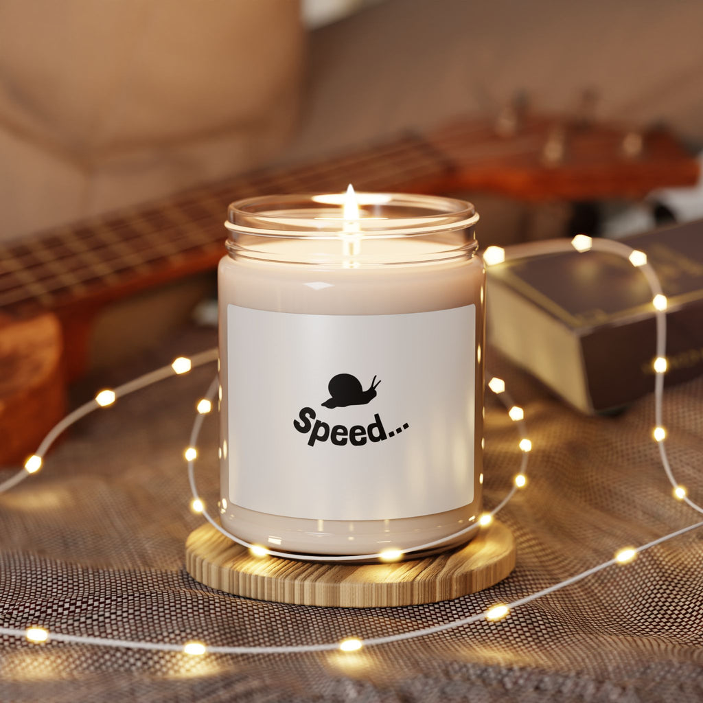Scented Soy Candle 9oz — 'Speed...' Snail Novelty Jar Candle (Funny, Relaxing Gift)