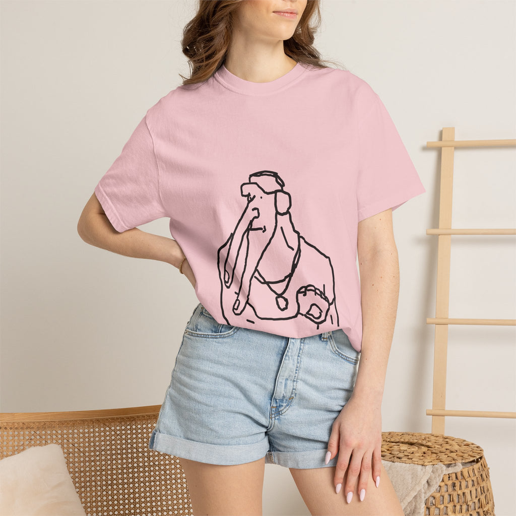 Elephant Line Art T-Shirt — Minimalist Elephant Sketch Tee