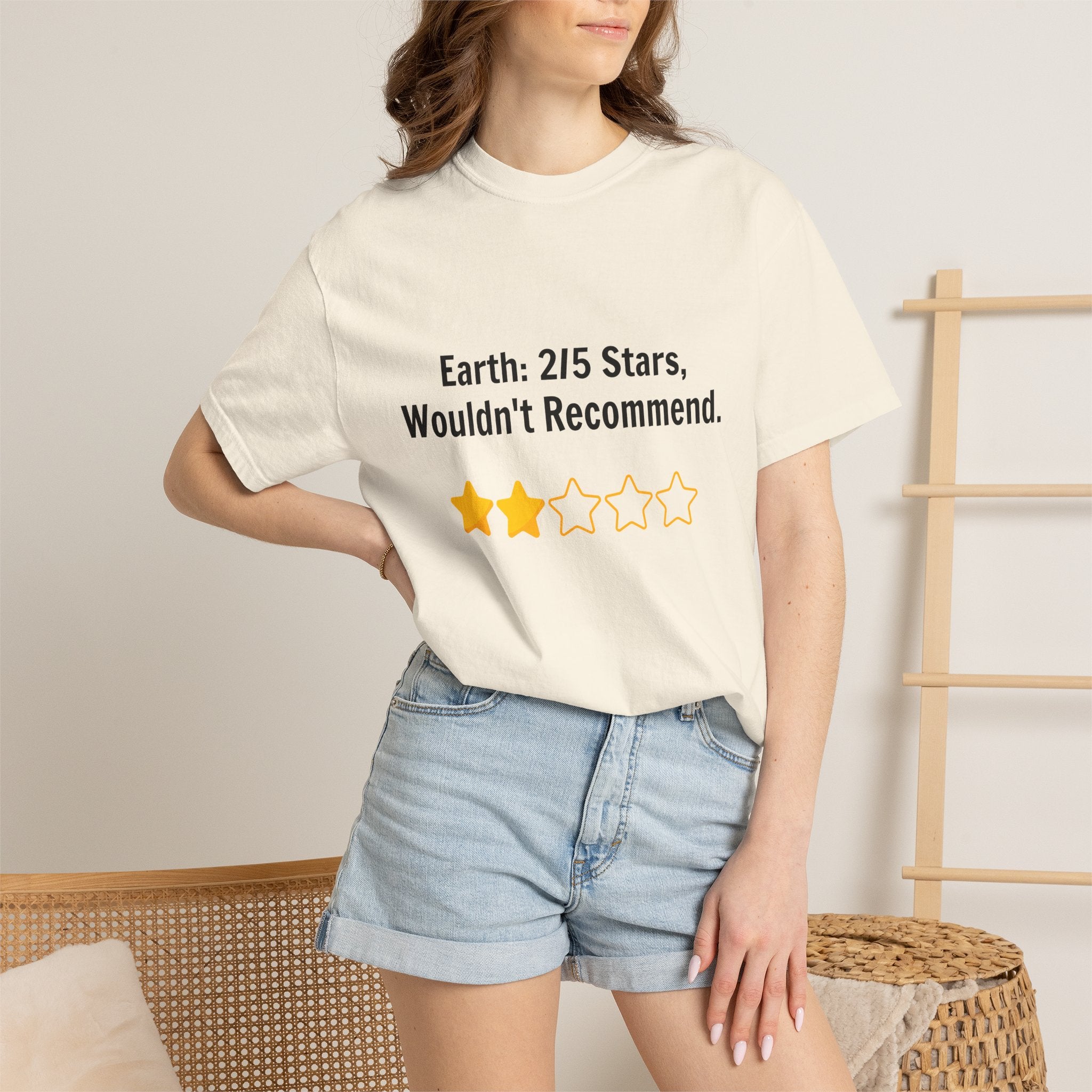 Earth 2/5 Stars T-Shirt — "Wouldn't Recommend" Funny Review Tee