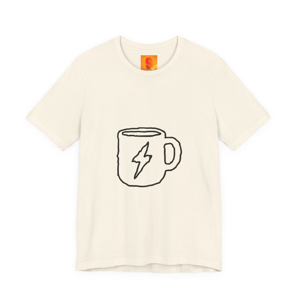 Coffee Bolt T‑Shirt — Minimal Hand‑Drawn Mug Graphic Tee