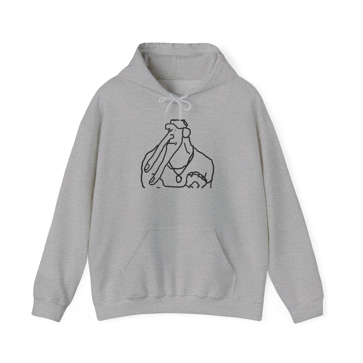 Elephant Line Art Hoodie – Minimalist Cute Elephant Sketch Sweatshirt