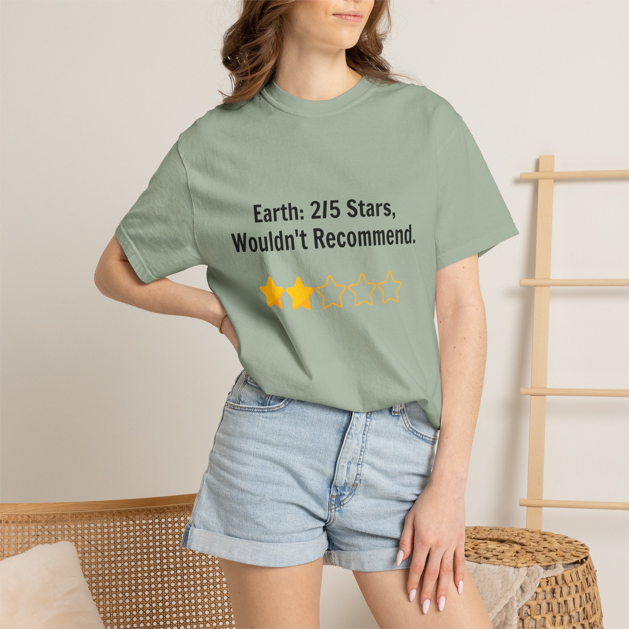 Earth 2/5 Stars T-Shirt — "Wouldn't Recommend" Funny Review Tee