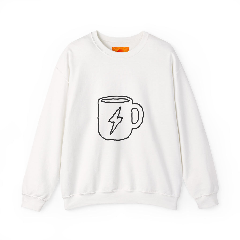 Coffee Bolt Crewneck Sweatshirt — Minimalist Lightning Mug Graphic