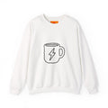 Coffee Bolt Crewneck Sweatshirt — Minimalist Lightning Mug Graphic