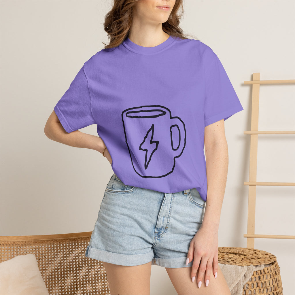 Coffee Bolt T-Shirt — Minimal Hand-Drawn Mug Graphic