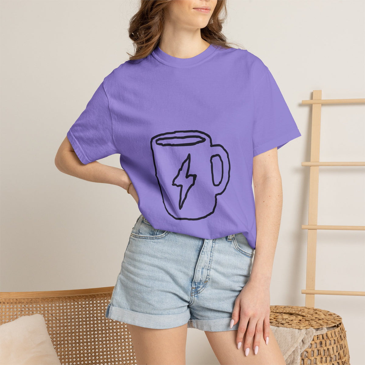 Coffee Bolt T-Shirt — Minimal Hand-Drawn Mug Graphic