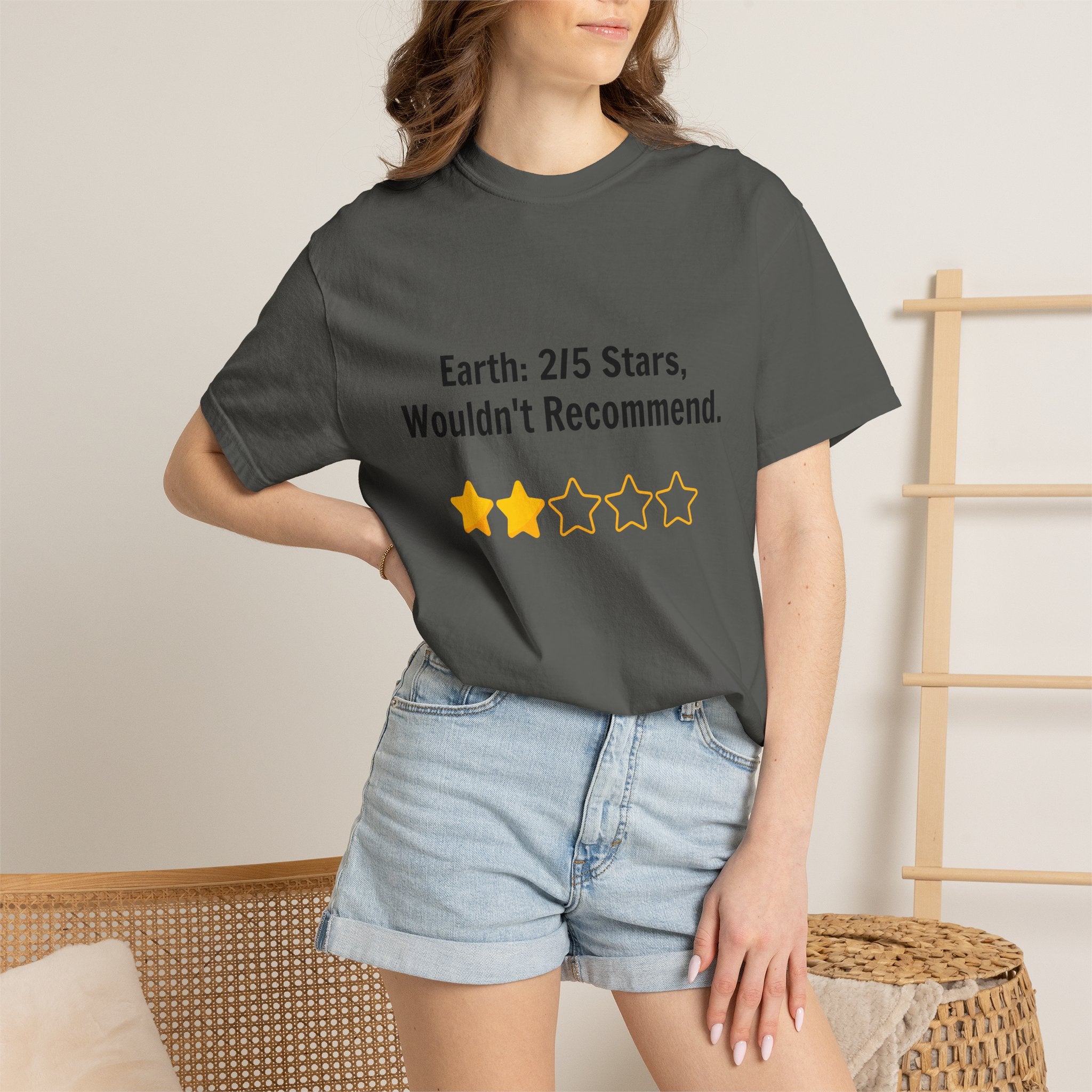 Earth 2/5 Stars T-Shirt — "Wouldn't Recommend" Funny Review Tee
