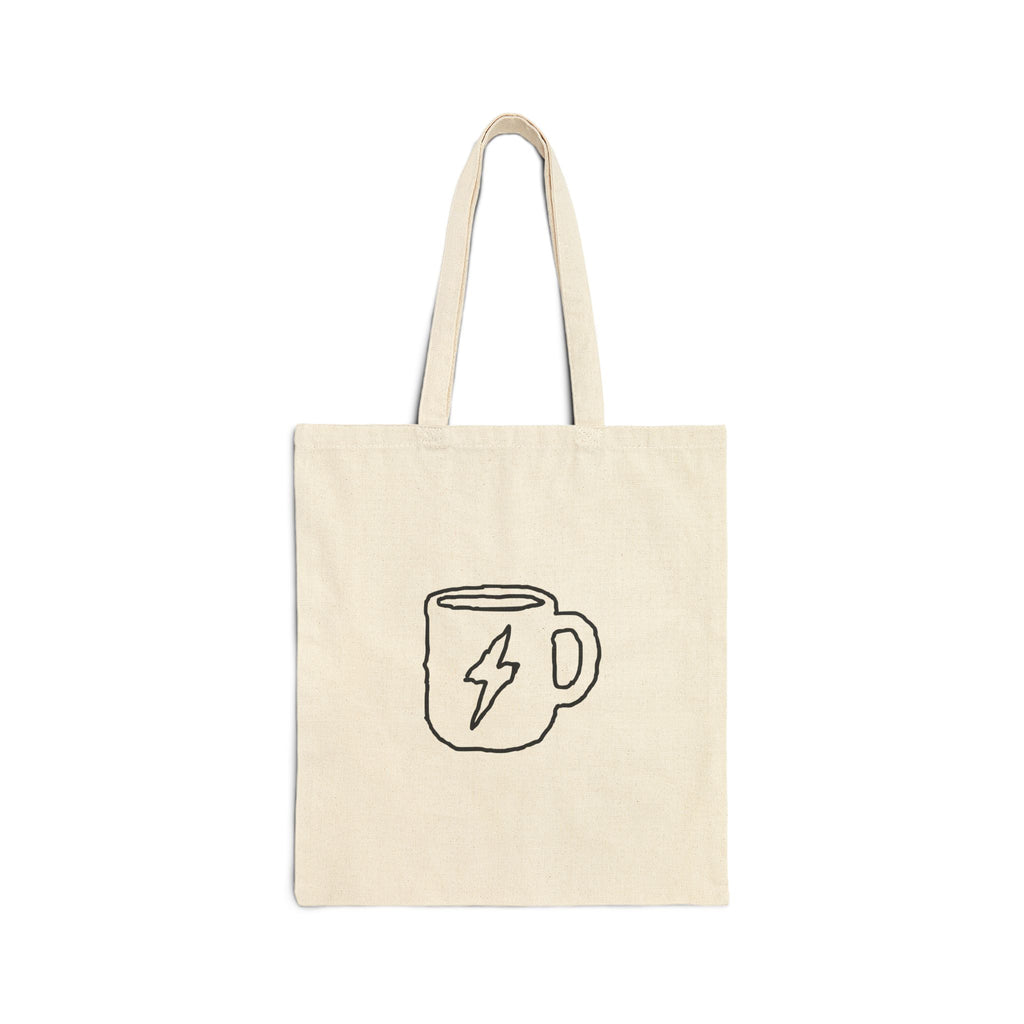 Canvas Tote Bag — Minimal Coffee Mug with Lightning Bolt Print