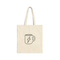 Canvas Tote Bag — Minimal Coffee Mug with Lightning Bolt Print