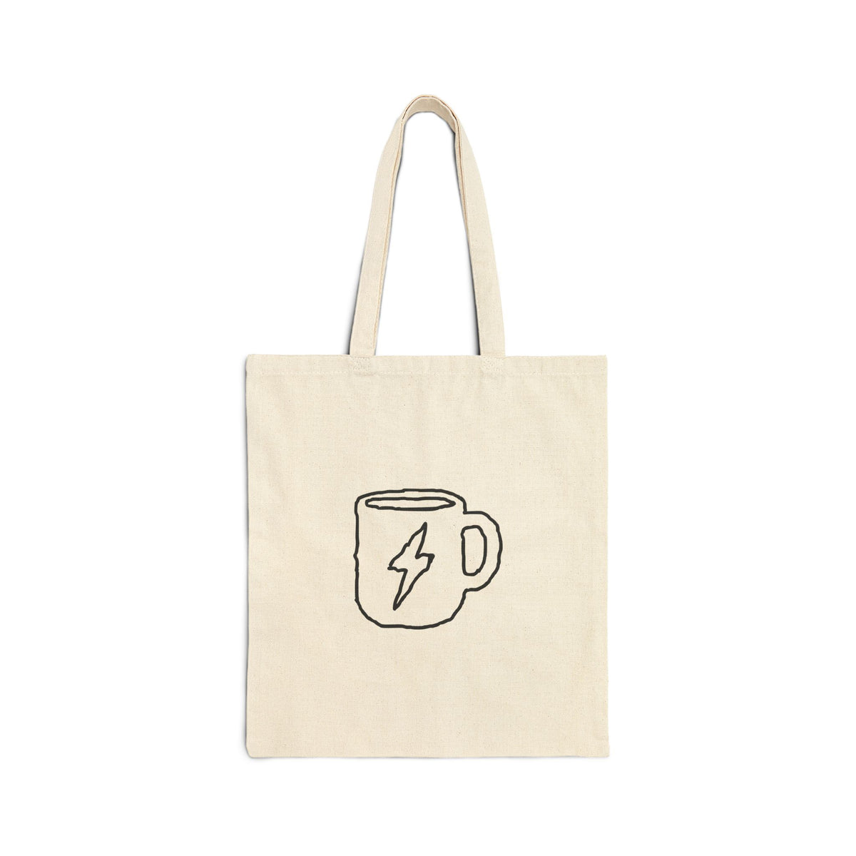 Canvas Tote Bag — Minimal Coffee Mug with Lightning Bolt Print