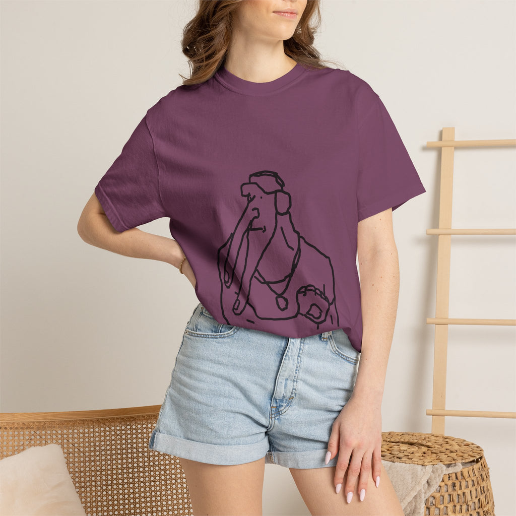 Elephant Line Art T-Shirt — Minimalist Elephant Sketch Tee