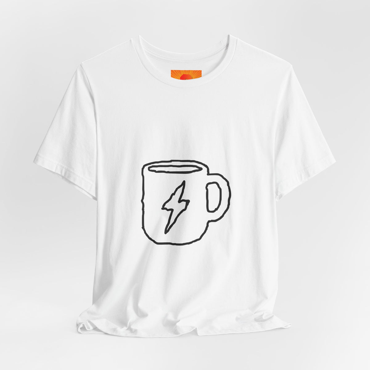 Coffee Bolt T‑Shirt — Minimal Hand‑Drawn Mug Graphic Tee