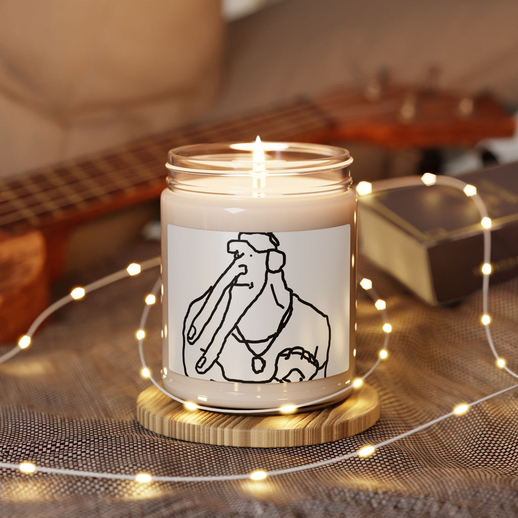 Minimalist Line Art Soy Candle — Quirky Elephant Portrait, 9oz Scented Candle