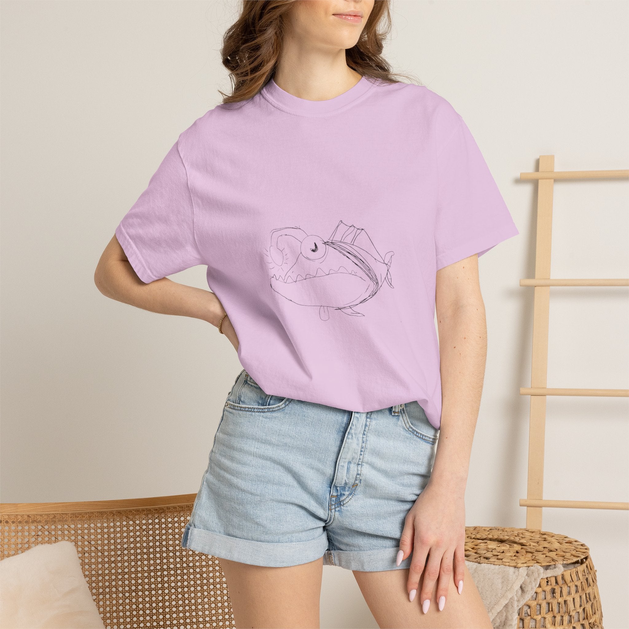 Graphic T-Shirt — Minimal Line Fish Illustration Tee