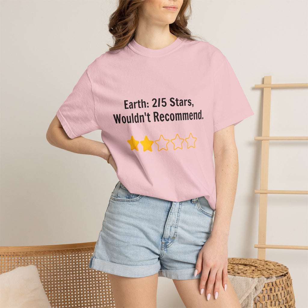 Earth 2/5 Stars T-Shirt — "Wouldn't Recommend" Funny Review Tee