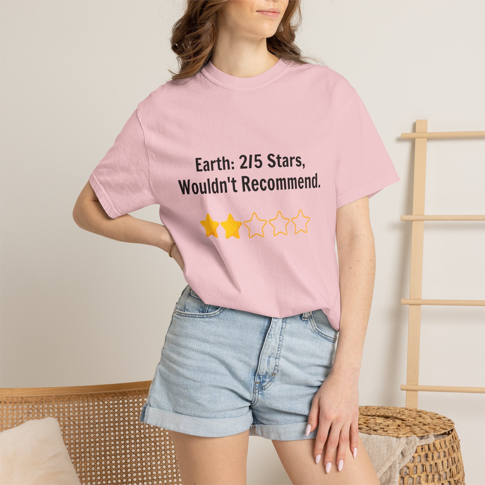 Earth 2/5 Stars T-Shirt — "Wouldn't Recommend" Funny Review Tee