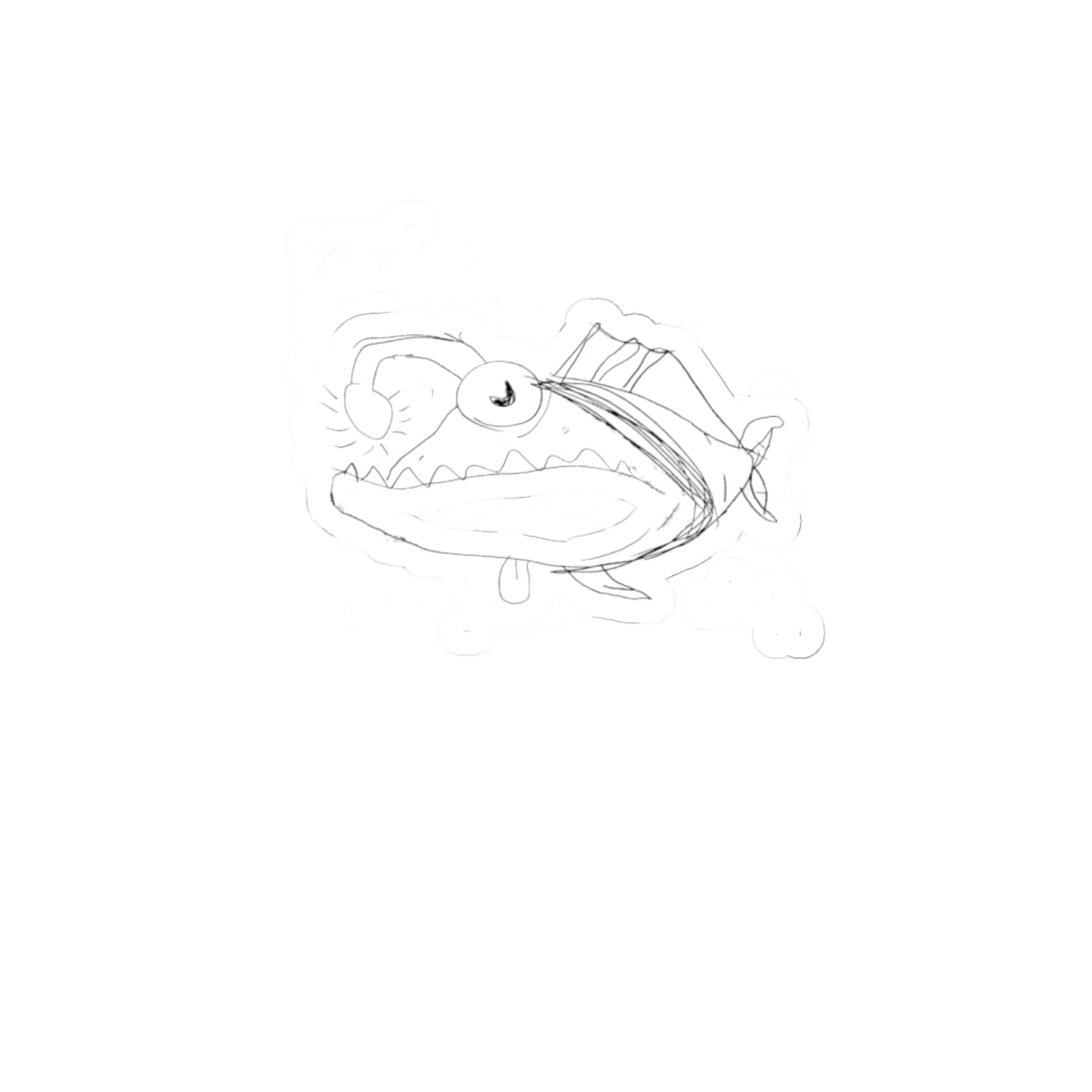 Anglerfish Sketch Kiss-Cut Sticker — Cute Deep-Sea Ocean Decal for Laptops & Gear