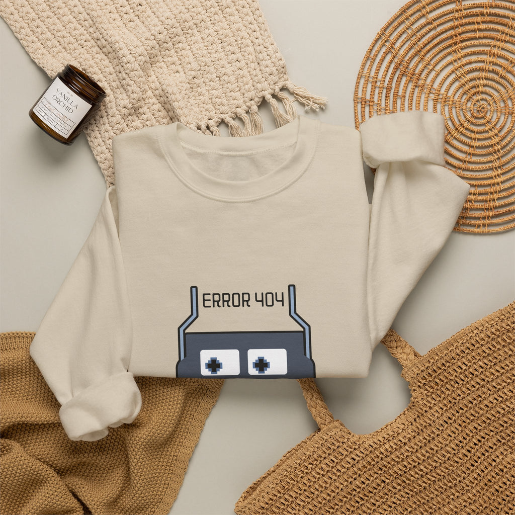 Error 404 Robot Crewneck Sweatshirt – Geeky Retro Tech Pullover