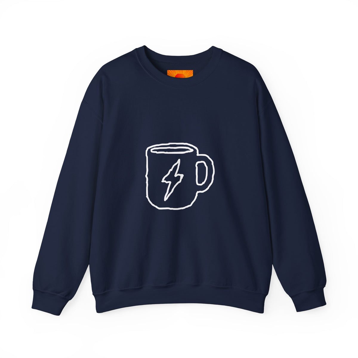 Coffee Bolt Crewneck Sweatshirt — Minimalist Lightning Mug Graphic