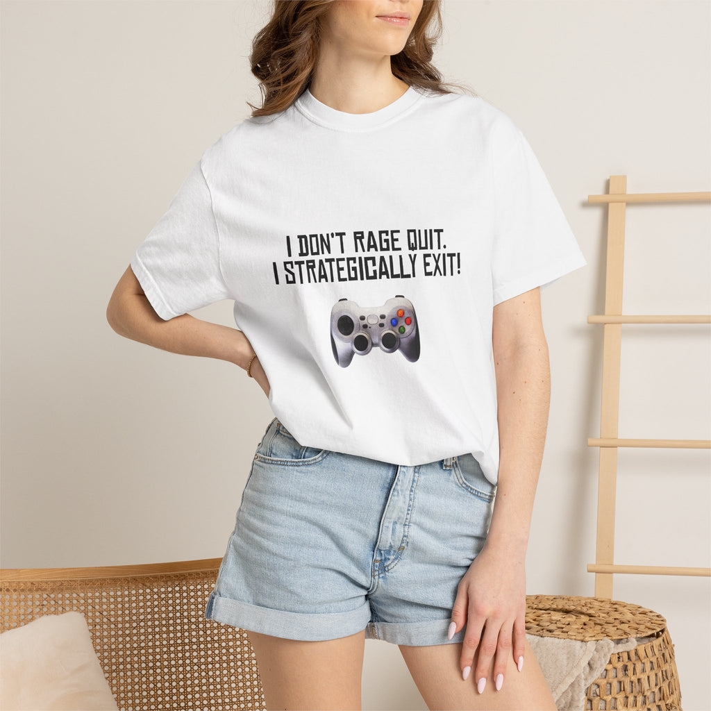 Gamer Tee — "I Don't Rage Quit, I Strategically Exit" Controller T-Shirt