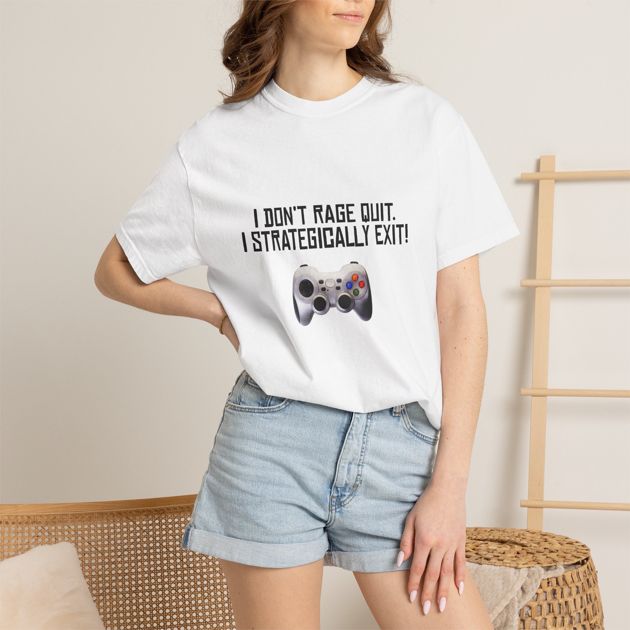 Gamer Tee — "I Don't Rage Quit, I Strategically Exit" Controller T-Shirt