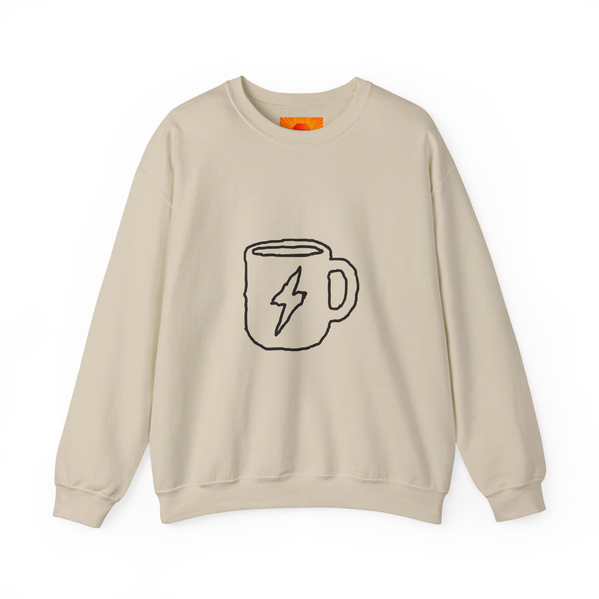 Coffee Bolt Crewneck Sweatshirt — Minimalist Lightning Mug Graphic