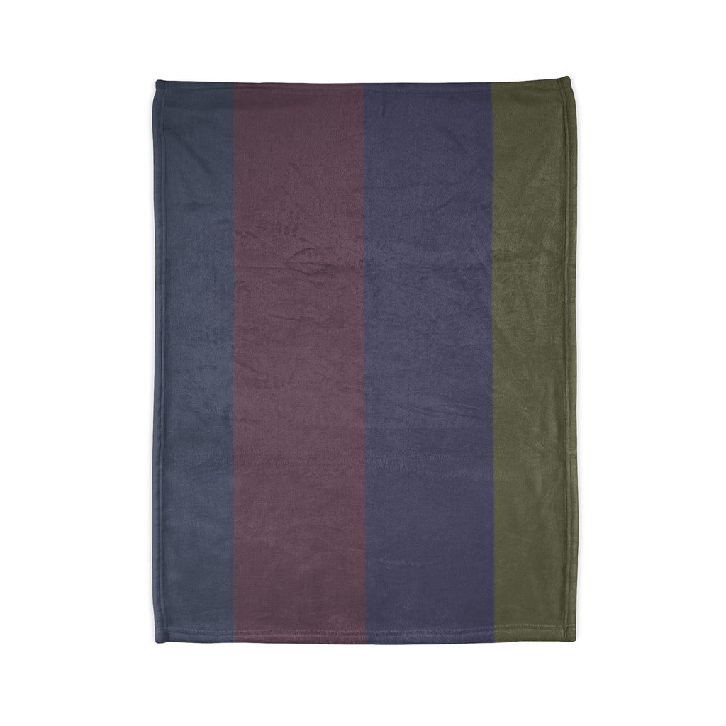 Striped Cozy Throw Blanket — Olive, Navy & Burgundy Plush Polyester