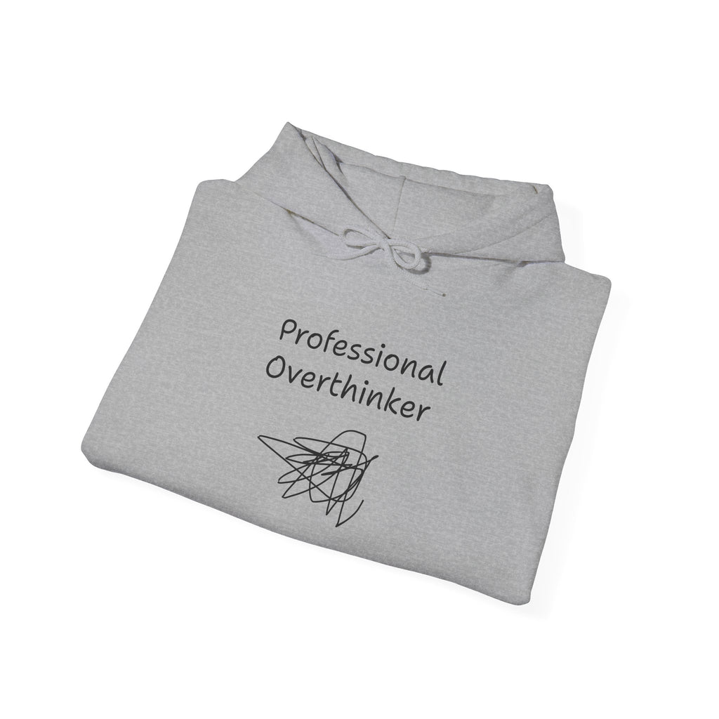 Hoodie - “Professional Overthinker” Pullover Sweatshirt with Scribble Graphic