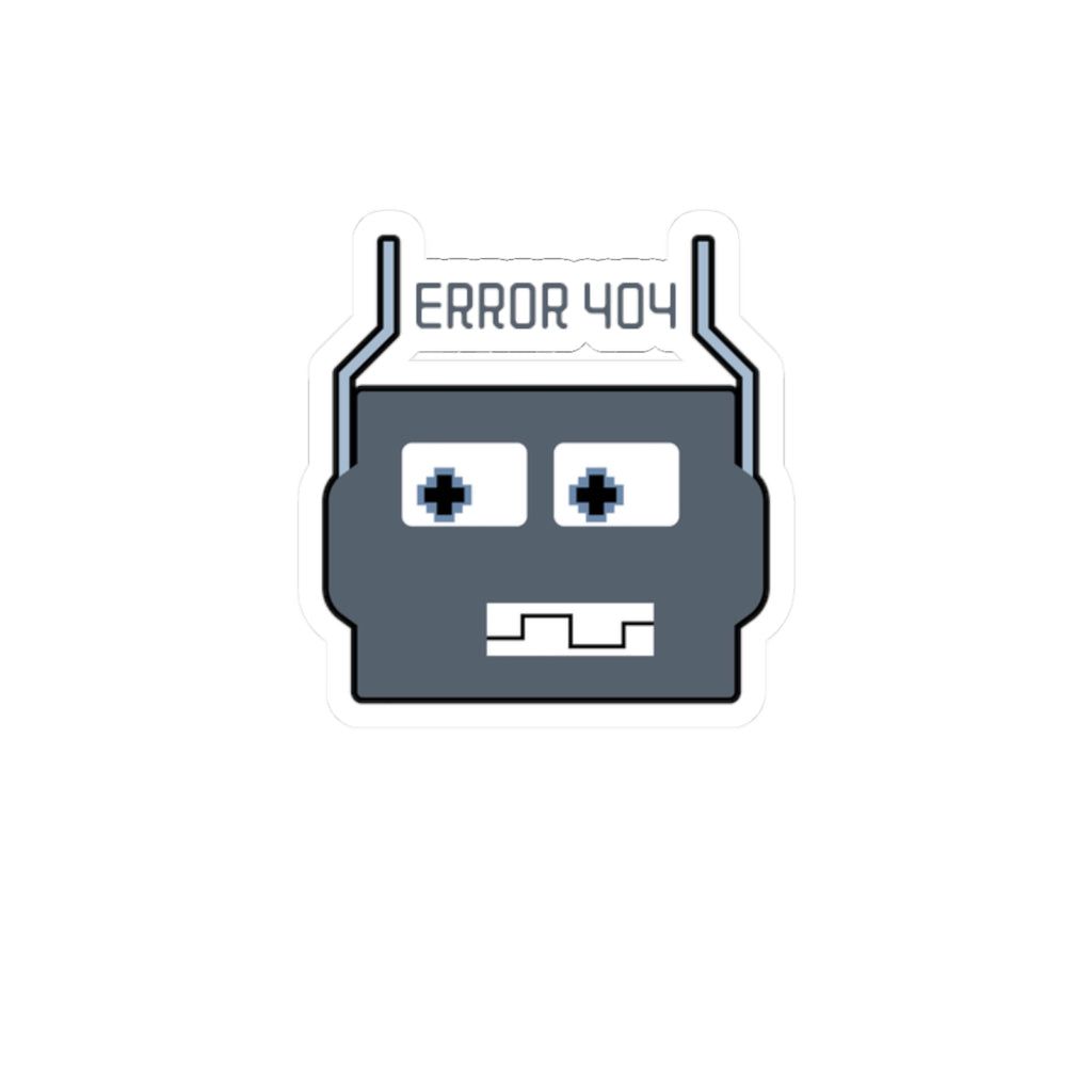 Error 404 Robot Kiss-Cut Sticker — Geeky Laptop Decal