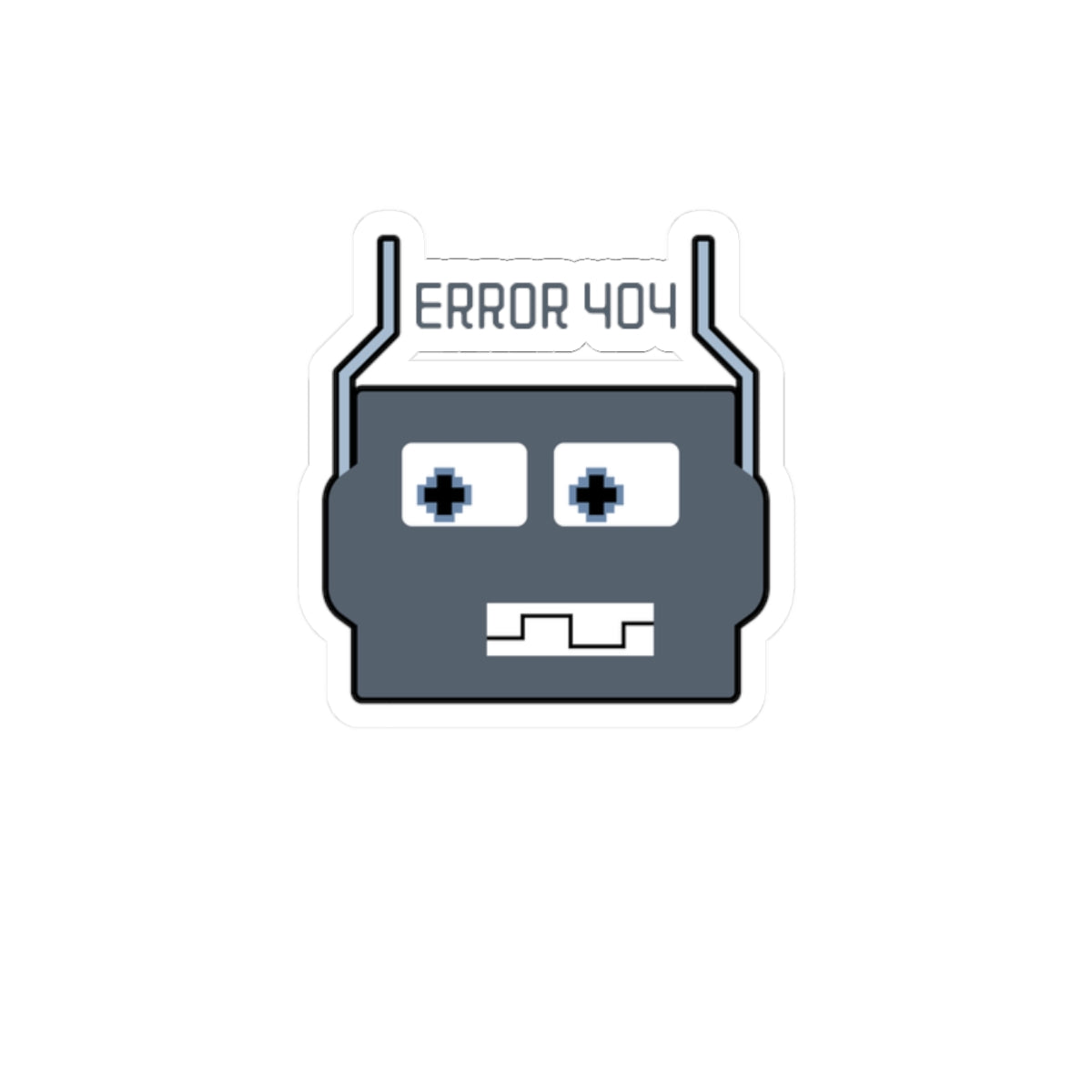 Error 404 Robot Kiss-Cut Sticker — Geeky Laptop Decal