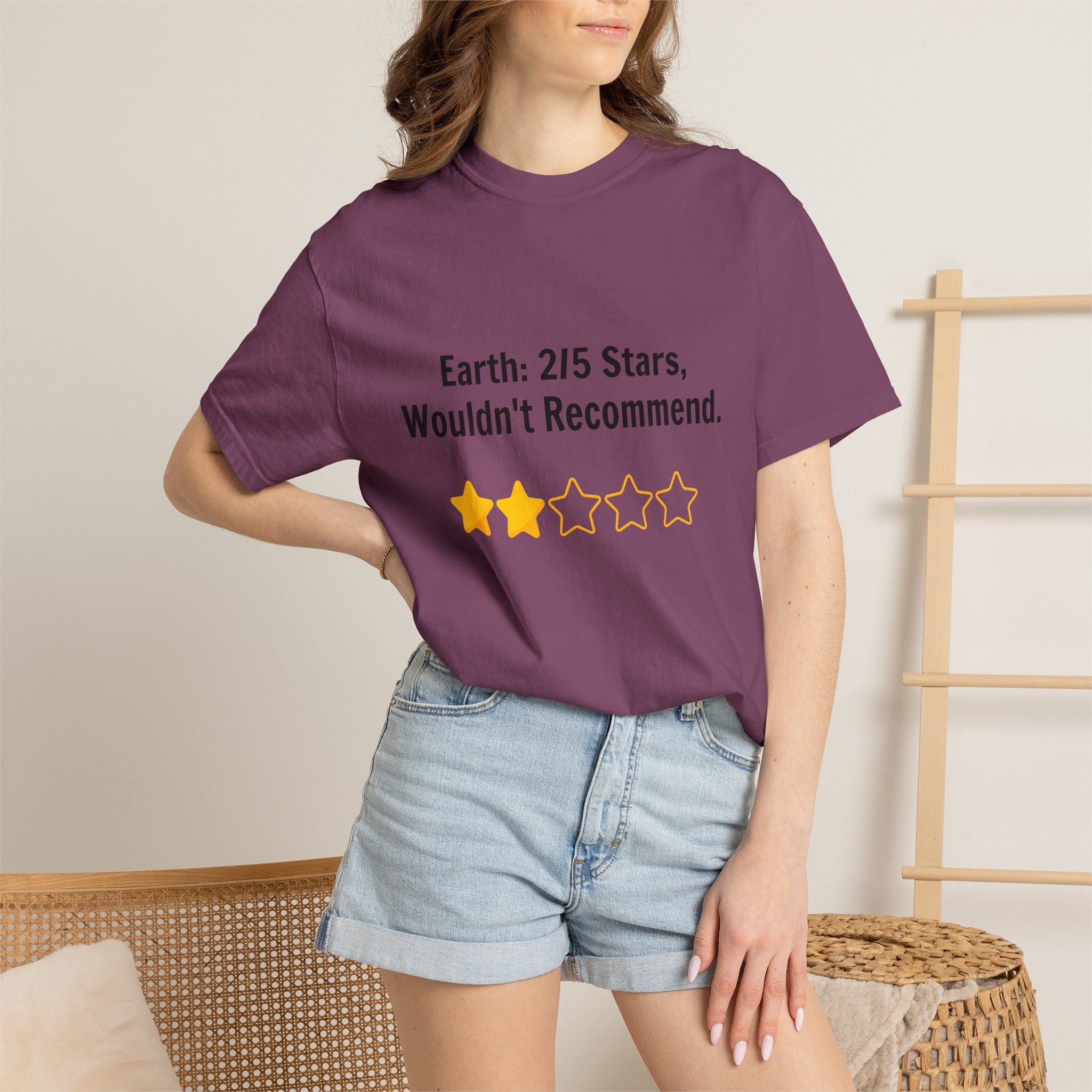 Earth 2/5 Stars T-Shirt — "Wouldn't Recommend" Funny Review Tee
