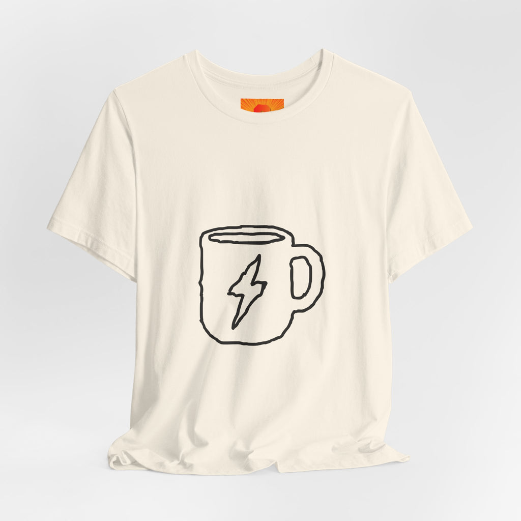 Coffee Bolt T‑Shirt — Minimal Hand‑Drawn Mug Graphic Tee