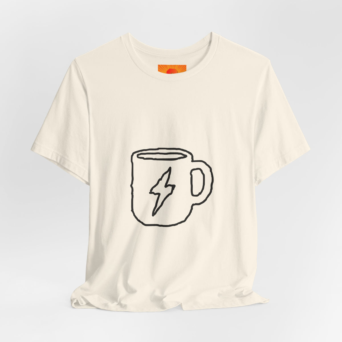 Coffee Bolt T‑Shirt — Minimal Hand‑Drawn Mug Graphic Tee