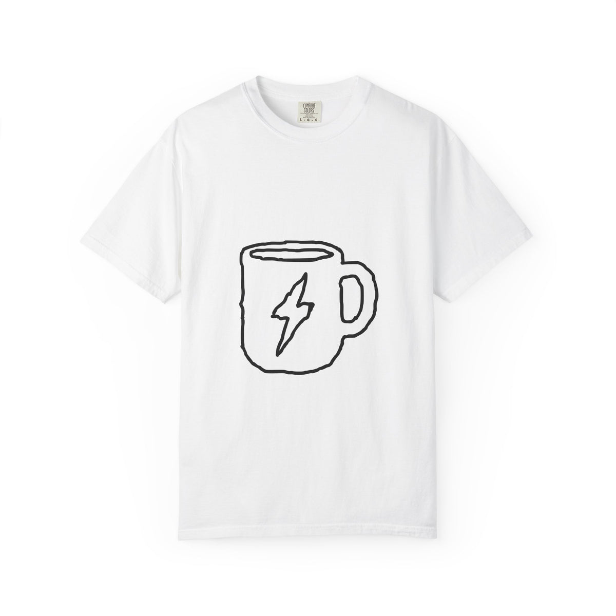 Coffee Bolt T-Shirt — Minimal Hand-Drawn Mug Graphic