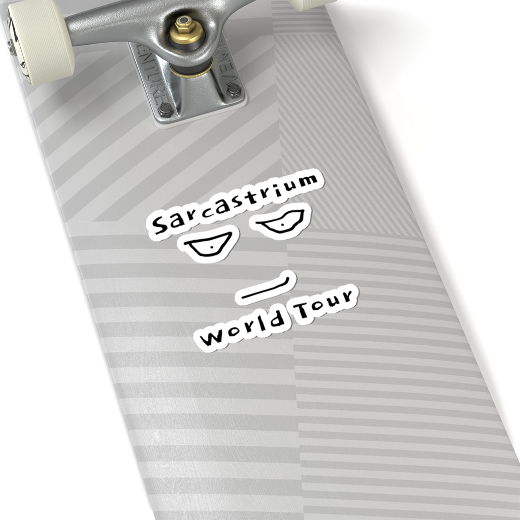 Sarcastrium World Tour Kiss-Cut Sticker — Minimal Sarcastic Face Laptop Decal