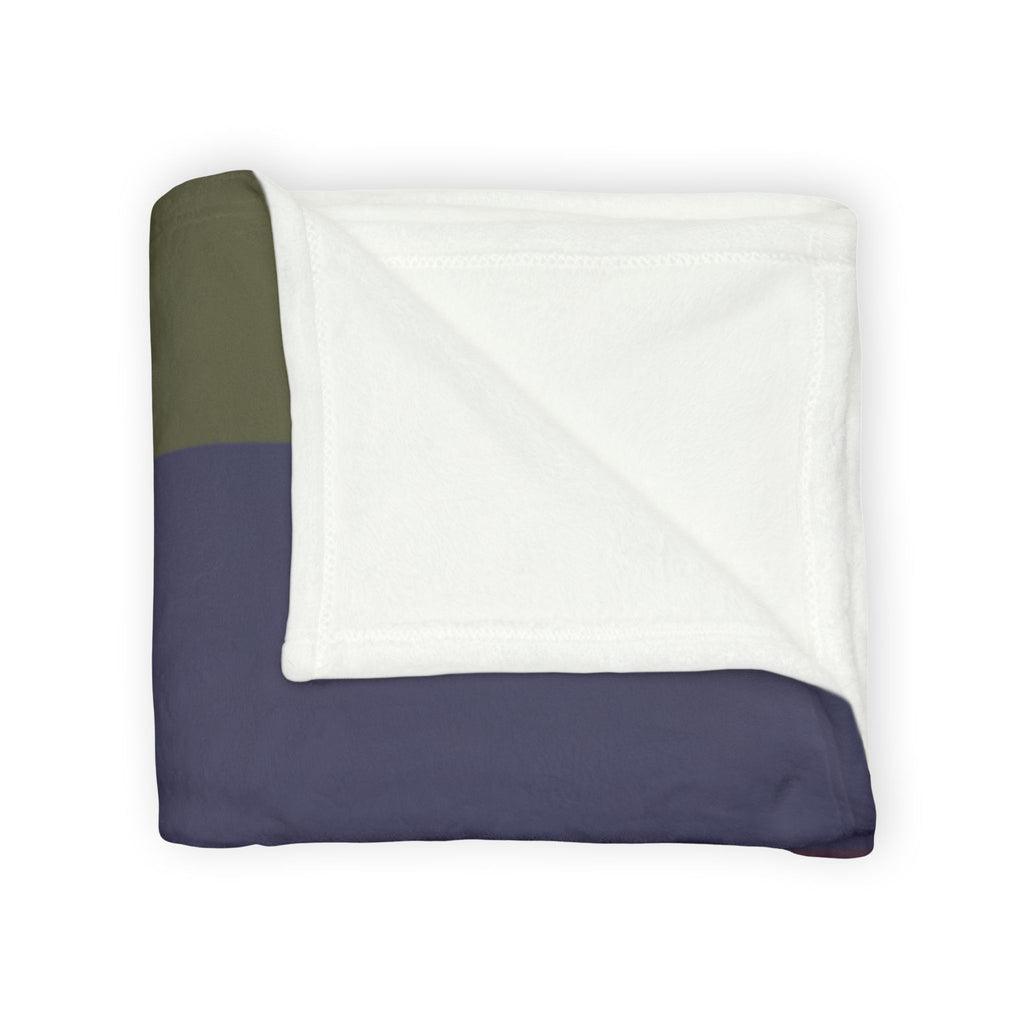 Striped Cozy Throw Blanket — Olive, Navy & Burgundy Plush Polyester