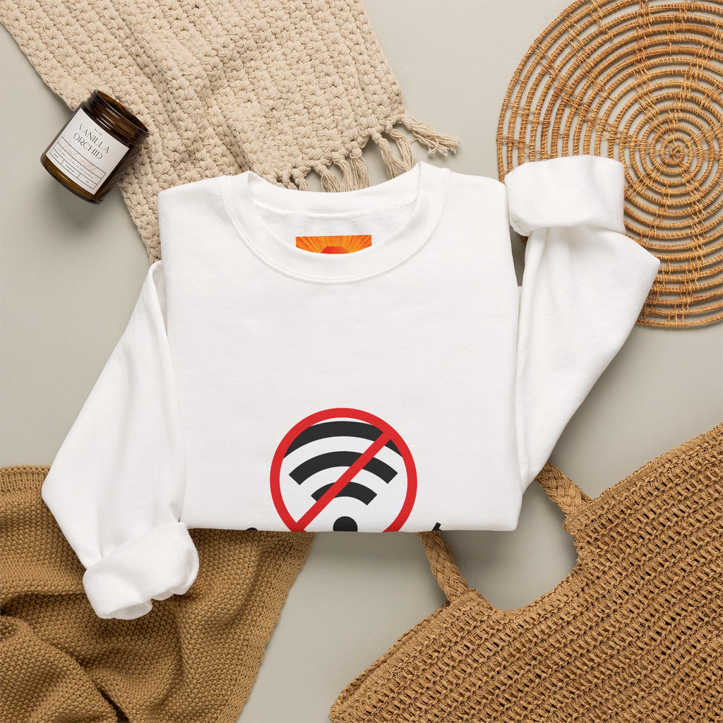 Crewneck Sweatshirt — "Connection Lost" No WiFi Retro Signal Graphic