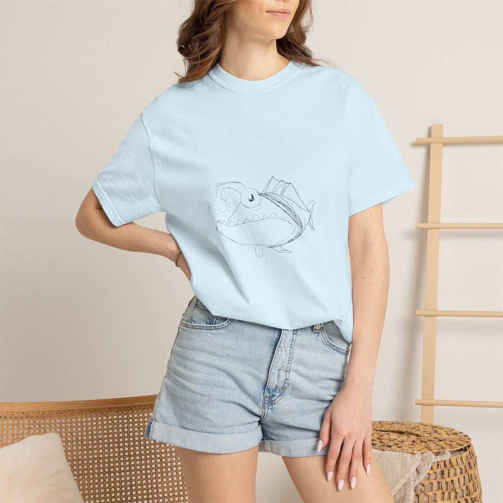 Graphic T-Shirt — Minimal Line Fish Illustration Tee