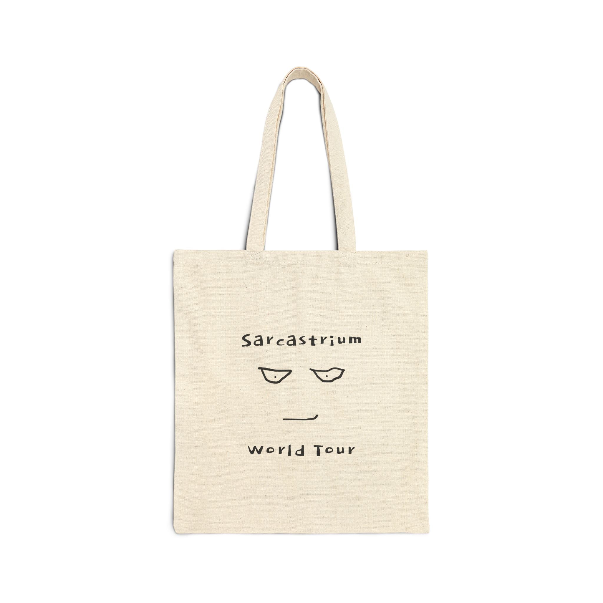 Tote Bag — "Sarcastrium World Tour" Minimalist Funny Cotton Canvas Tote