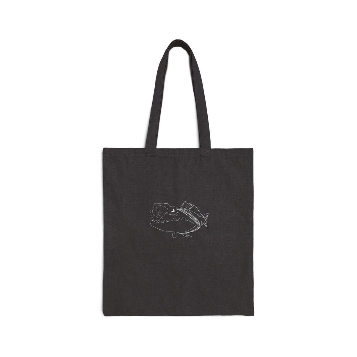 Minimal Fish Sketch Canvas Tote Bag — Eco Cotton Grocery & Beach Tote