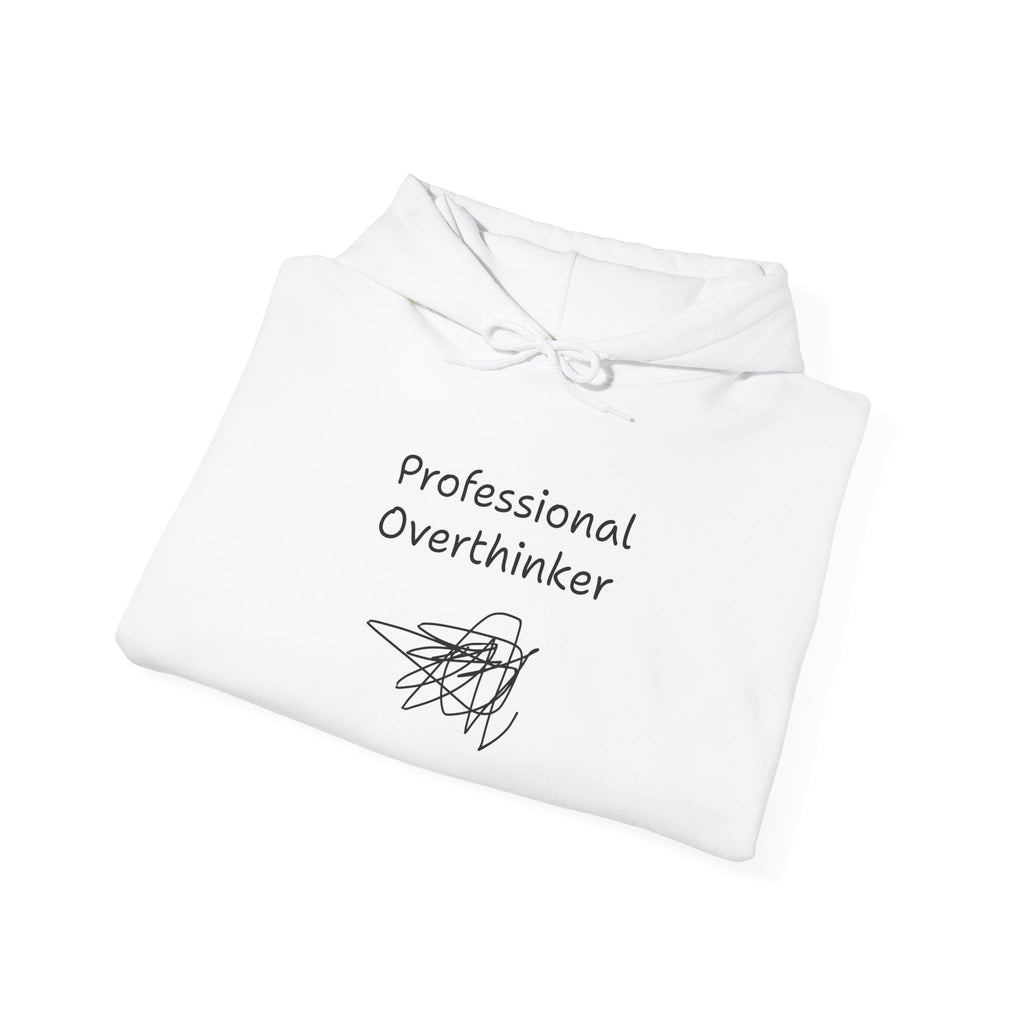 Hoodie - “Professional Overthinker” Pullover Sweatshirt with Scribble Graphic