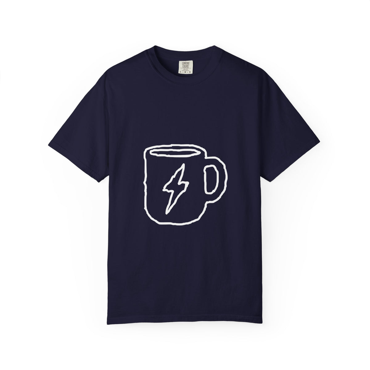 Coffee Bolt T-Shirt — Minimal Hand-Drawn Mug Graphic