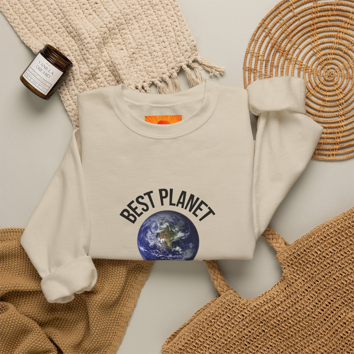 Crewneck Sweatshirt — "Best Planet I've Ever Visited" Earth Graphic