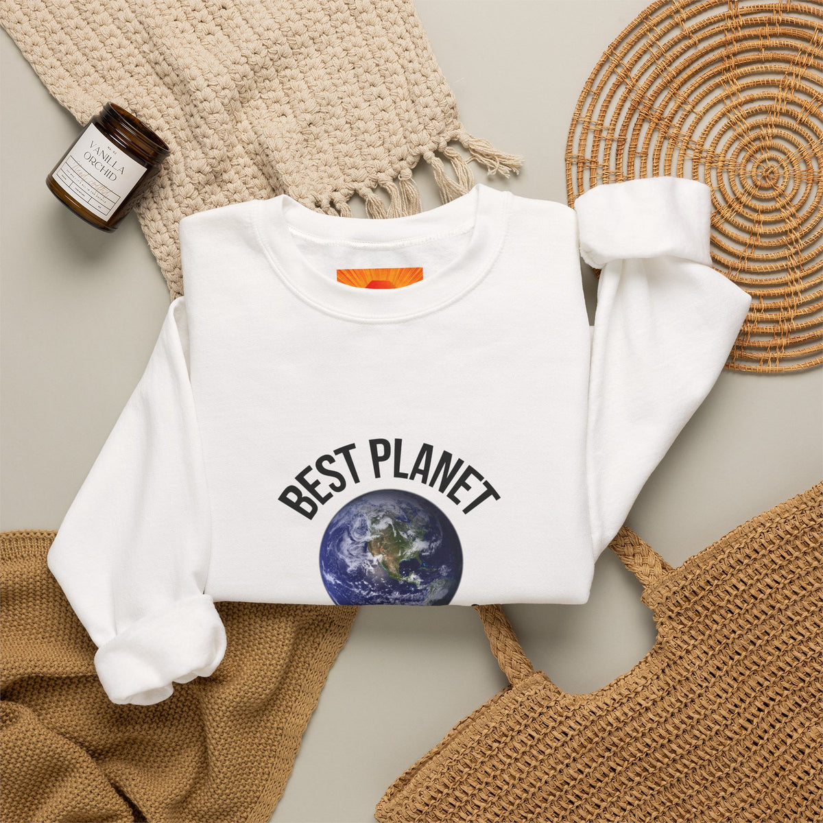 Crewneck Sweatshirt — "Best Planet I've Ever Visited" Earth Graphic