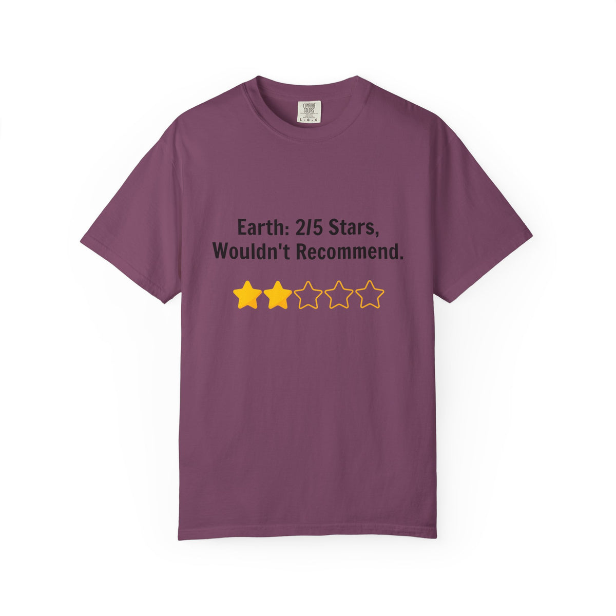 Earth 2/5 Stars T-Shirt — "Wouldn't Recommend" Funny Review Tee