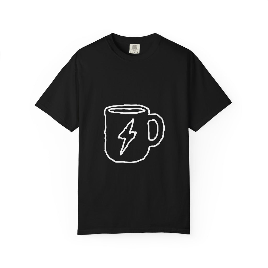 Coffee Bolt T-Shirt — Minimal Hand-Drawn Mug Graphic
